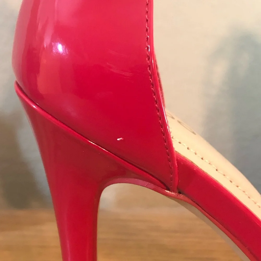Aldo Red Patent Platform Ankle-Strap Stilettos